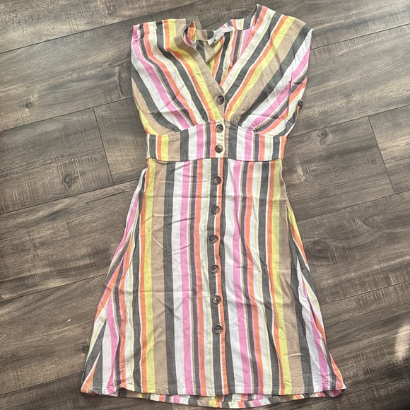 LOFT Dresses & Skirts - LOFT Multicolor Striped Button-Down Midi Dress size 00